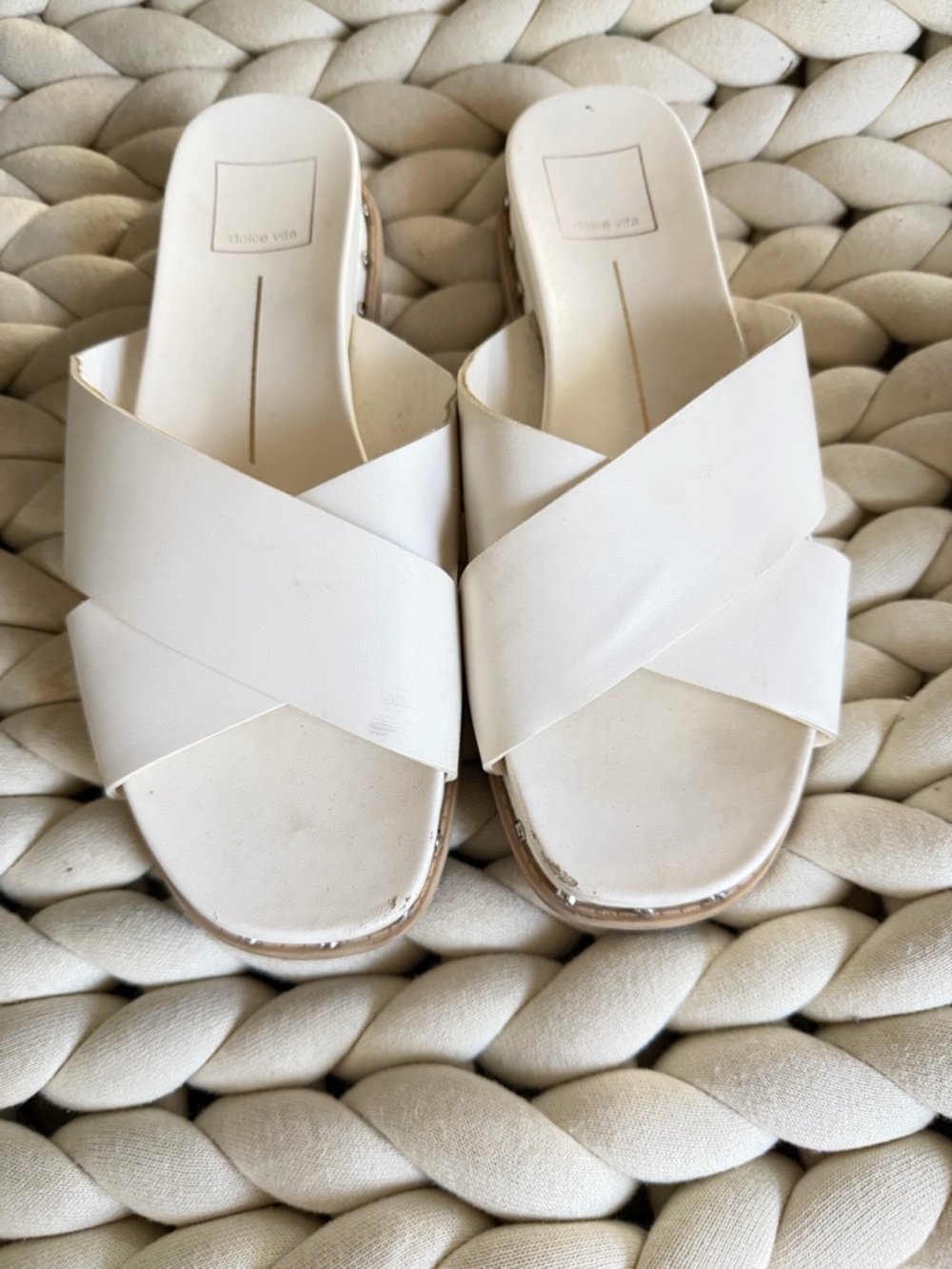 Dolce Vita Gracy White Crisscross Slide Platform Sandals - Women